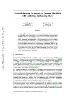 Tractable Density Estimation on Learned Manifolds with Conformal
  Embedding Flows