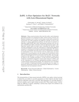 ZoPE: A Fast Optimizer for ReLU Networks with Low-Dimensional Inputs