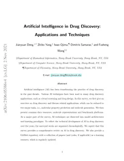 Artificial Intelligence in Drug Discovery: Applications and Techniques