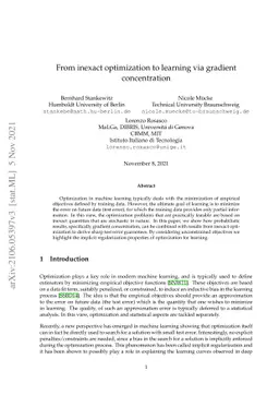 From inexact optimization to learning via gradient concentration