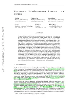 Automated Self-Supervised Learning for Graphs