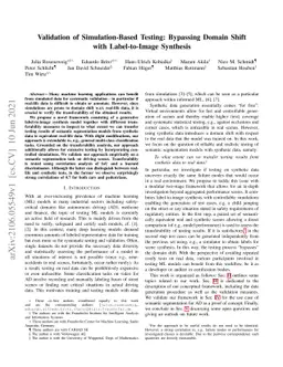 Validation of Simulation-Based Testing: Bypassing Domain Shift with
  Label-to-Image Synthesis