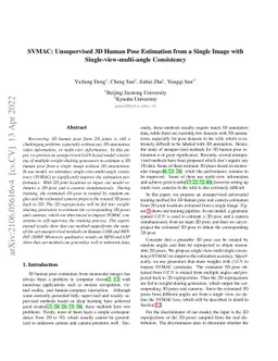 SVMAC: Unsupervised 3D Human Pose Estimation from a Single Image with
  Single-view-multi-angle Consistency