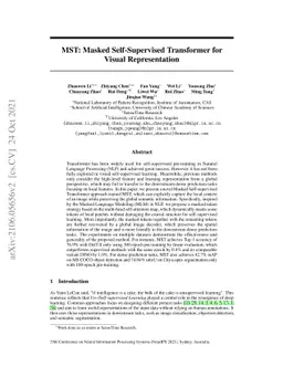 MST: Masked Self-Supervised Transformer for Visual Representation