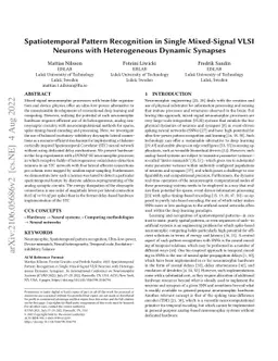 Spatiotemporal Pattern Recognition in Single Mixed-Signal VLSI Neurons
  with Heterogeneous Dynamic Synapses