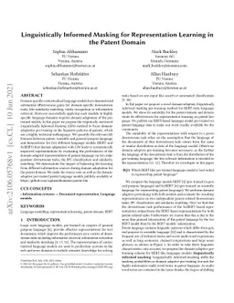 Linguistically Informed Masking for Representation Learning in the
  Patent Domain