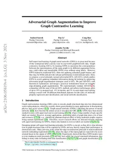 Adversarial Graph Augmentation to Improve Graph Contrastive Learning