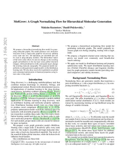 MolGrow: A Graph Normalizing Flow for Hierarchical Molecular Generation