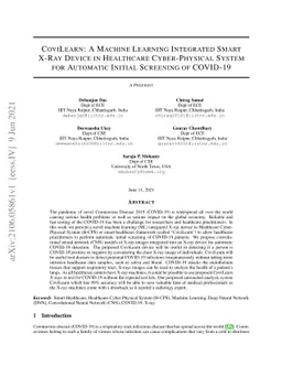 CoviLearn: A Machine Learning Integrated Smart X-Ray Device in
  Healthcare Cyber-Physical System for Automatic Initial Screening of COVID-19