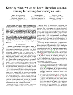 Knowing when we do not know: Bayesian continual learning for
  sensing-based analysis tasks