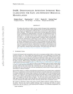 DAIR: Disentangled Attention Intrinsic Regularization for Safe and
  Efficient Bimanual Manipulation