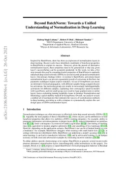 Beyond BatchNorm: Towards a Unified Understanding of Normalization in
  Deep Learning