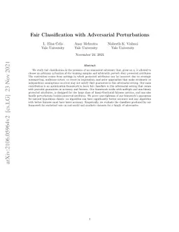 Fair Classification with Adversarial Perturbations
