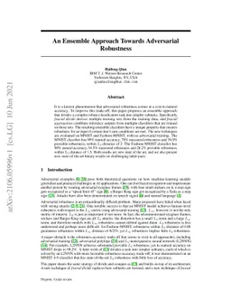 An Ensemble Approach Towards Adversarial Robustness