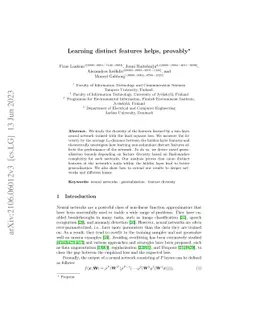 Learning distinct features helps, provably