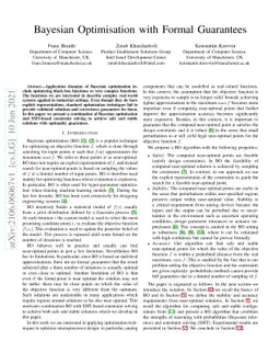 Bayesian Optimisation with Formal Guarantees