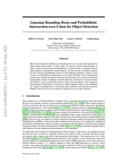 Gaussian Bounding Boxes and Probabilistic Intersection-over-Union for
  Object Detection