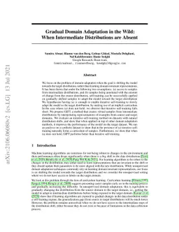 Gradual Domain Adaptation in the Wild:When Intermediate Distributions
  are Absent