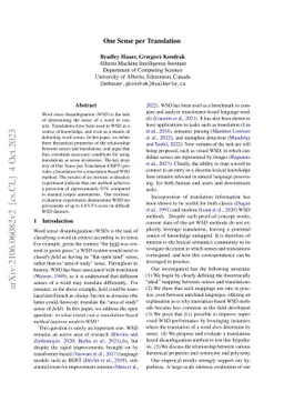 One Sense per Translation