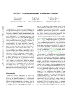 DECORE: Deep Compression with Reinforcement Learning