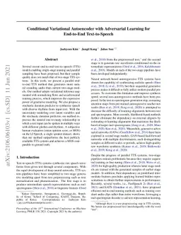 Conditional Variational Autoencoder with Adversarial Learning for
  End-to-End Text-to-Speech