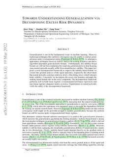 Towards Understanding Generalization via Decomposing Excess Risk
  Dynamics