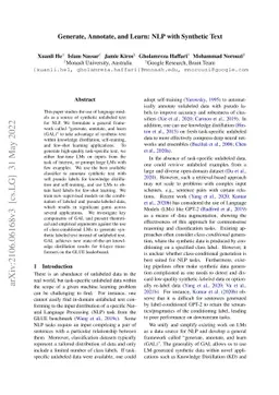 Generate, Annotate, and Learn: NLP with Synthetic Text