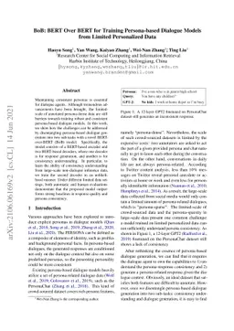 BoB: BERT Over BERT for Training Persona-based Dialogue Models from
  Limited Personalized Data