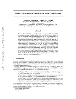 MlTr: Multi-label Classification with Transformer
