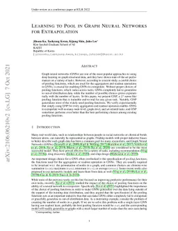 Learning to Pool in Graph Neural Networks for Extrapolation