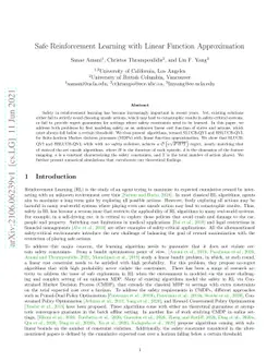 Safe Reinforcement Learning with Linear Function Approximation
