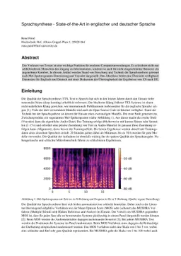 Sprachsynthese -- State-of-the-Art in englischer und deutscher Sprache