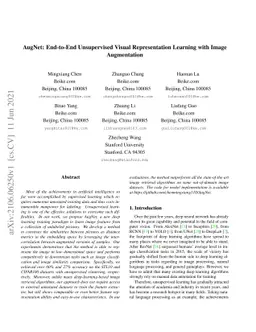 AugNet: End-to-End Unsupervised Visual Representation Learning with
  Image Augmentation