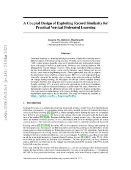 A Coupled Design of Exploiting Record Similarity for Practical Vertical
  Federated Learning