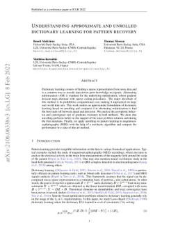 Understanding approximate and unrolled dictionary learning for pattern
  recovery
