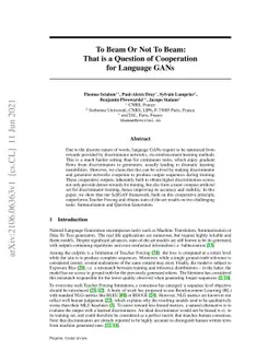 To Beam Or Not To Beam: That is a Question of Cooperation for Language
  GANs