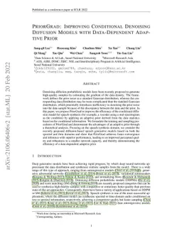 PriorGrad: Improving Conditional Denoising Diffusion Models with
  Data-Dependent Adaptive Prior