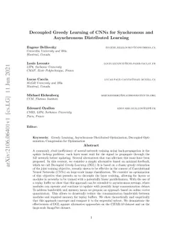 Decoupled Greedy Learning of CNNs for Synchronous and Asynchronous
  Distributed Learning