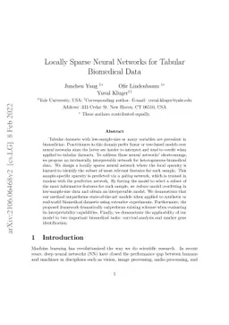 Locally Sparse Neural Networks for Tabular Biomedical Data