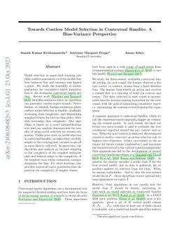 Towards Costless Model Selection in Contextual Bandits: A Bias-Variance
  Perspective