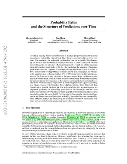 Probability Paths and the Structure of Predictions over Time