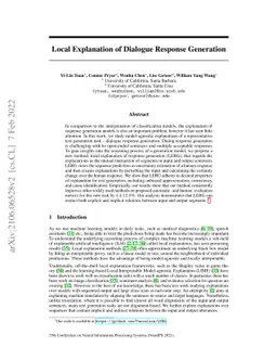 Local Explanation of Dialogue Response Generation
