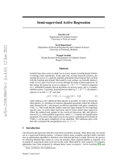 Semi-supervised Active Regression