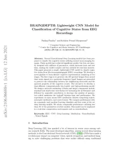 BRAIN2DEPTH: Lightweight CNN Model for Classification of Cognitive
  States from EEG Recordings
