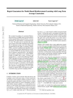 Markov Decision Processes with Long-Term Average Constraints