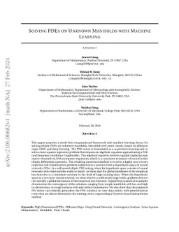 Solving PDEs on Unknown Manifolds with Machine Learning