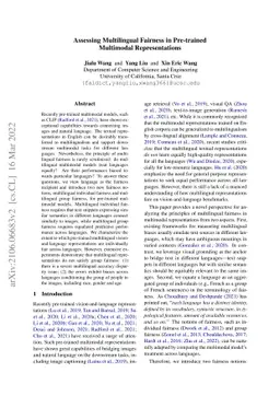 Assessing Multilingual Fairness in Pre-trained Multimodal
  Representations