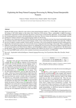 Explaining the Deep Natural Language Processing by Mining Textual
  Interpretable Features