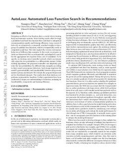 AutoLoss: Automated Loss Function Search in Recommendations