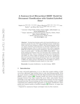 A Sentence-level Hierarchical BERT Model for Document Classification
  with Limited Labelled Data